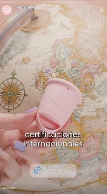 Captura real de la historia pagada de beppychile con la copa sobre el mapa, el botón «Ver más» y la etiqueta «Anuncio».